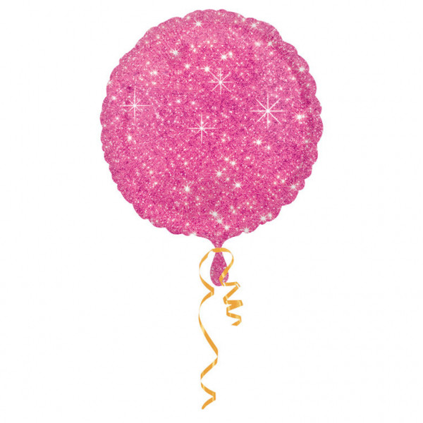 Balon foliowy - Okrągły różowy "gwieździsty" / 43 cm