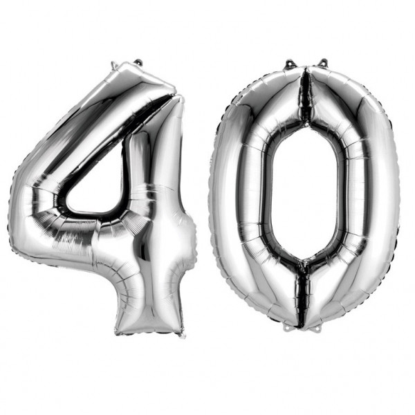 Zestaw balonów foliowych - srebrne cyfry "40" / 86 cm