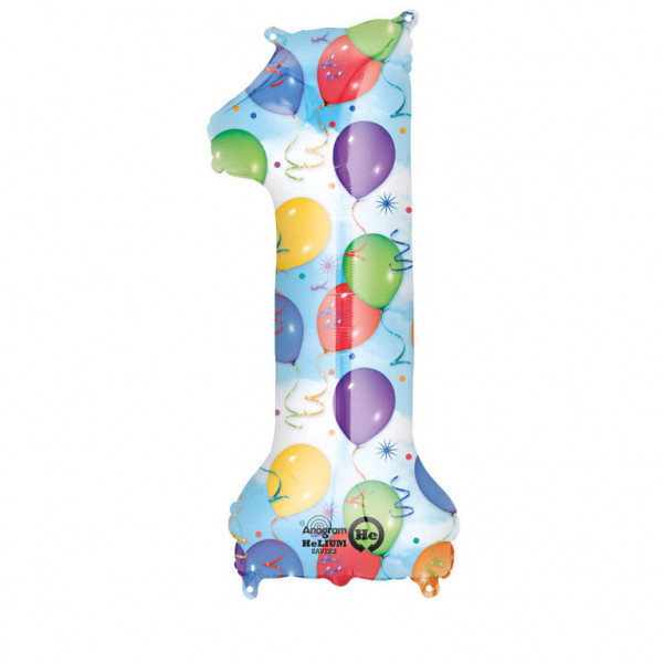 Balon foliowy - w baloniki cyfra "1" / 86 cm