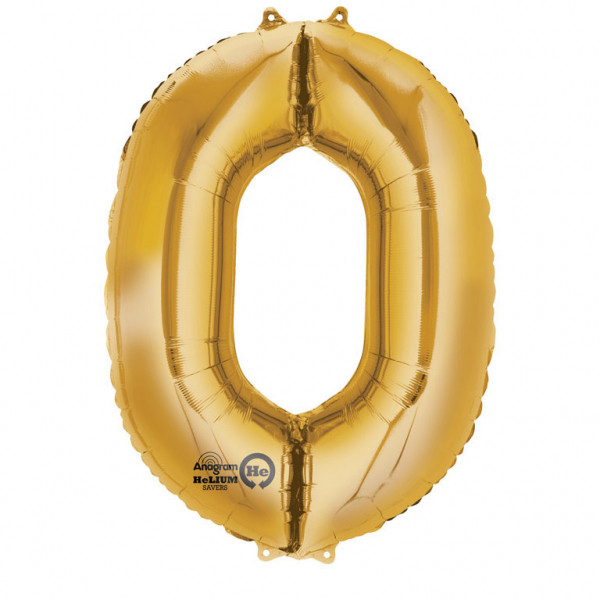 Balon foliowy - złota cyfra "0" / 88 cm