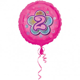 Balon foliowy na  "2 urodziny - Kwiat" / 45 cm