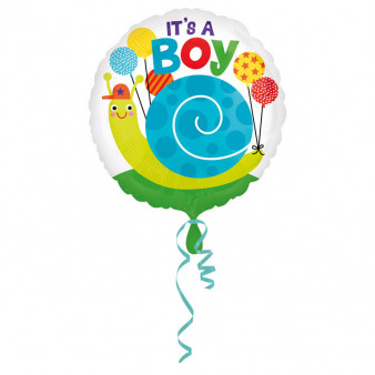 Balon foliowy okrągły "It`s a Boy - Ślimak", 43 cm
