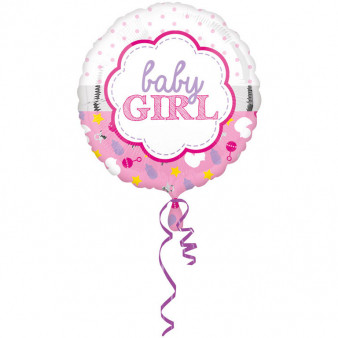Balon na Narodziny dziecka foliowy "Baby Girl" / 43 cm