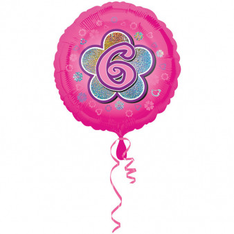 Balon foliowy na "6 urodziny - Kwiat" / 45 cm