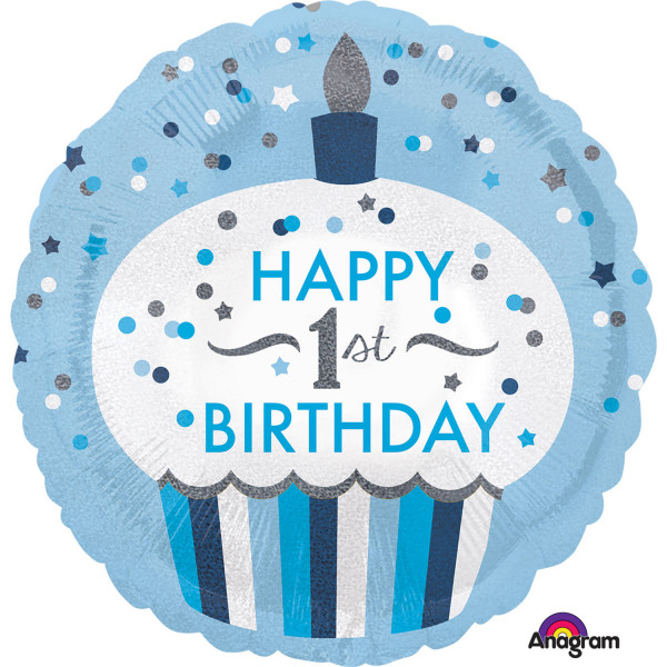 Balon na Roczek niebieska Muffinka "Happy 1st birthday" / 3453001
