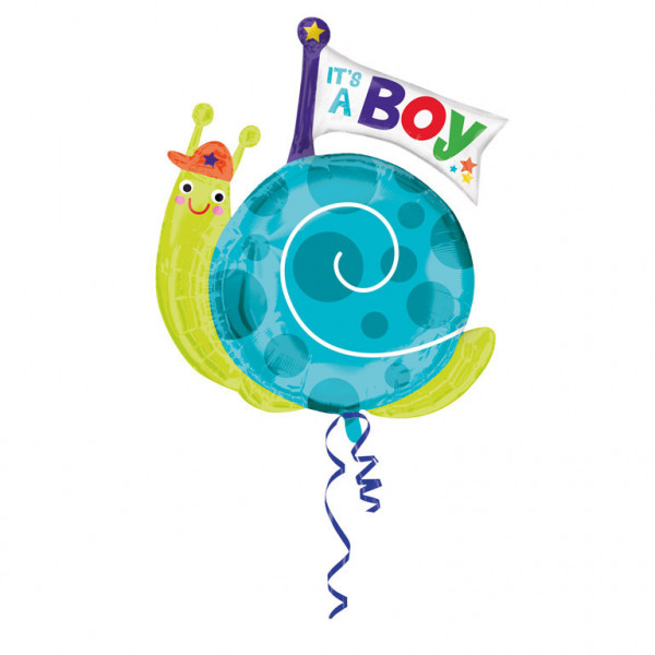 Balon na Narodziny dziecka foliowy Ślimak "It`s a boy" / 63x73 cm