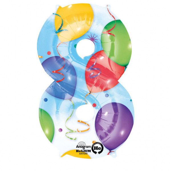 Balon foliowy - w baloniki cyfra "8"/ 86 cm