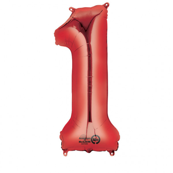 Balon foliowy - czerwona cyfra "1" / 86 cm
