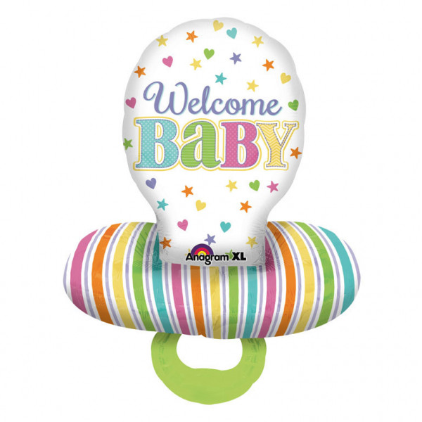 Balon na Narodziny dziecka foliowy Smoczek "Welcome Baby" / 56x73 cm