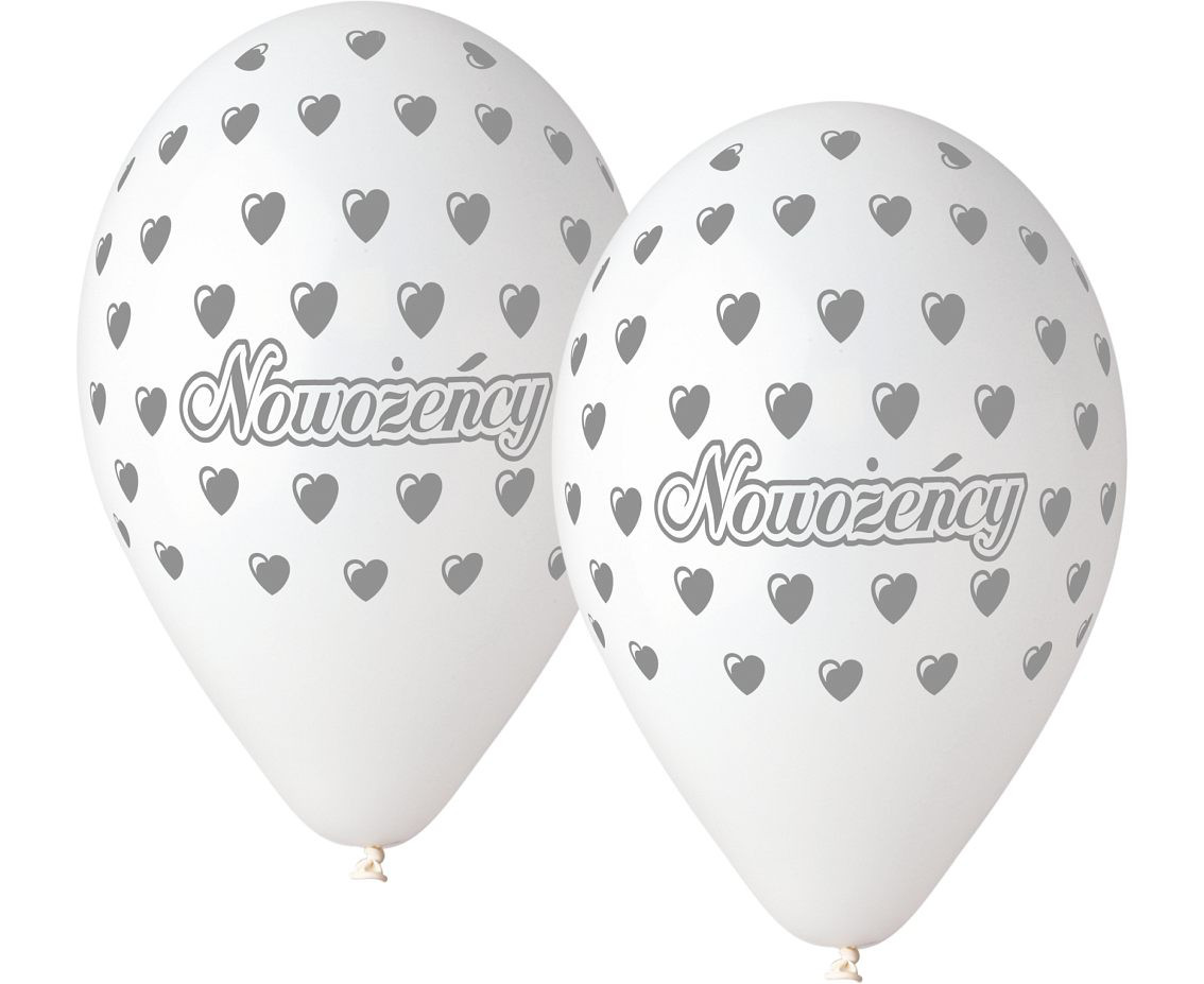 Balony Premium "Nowożeńcy", białe, 12",