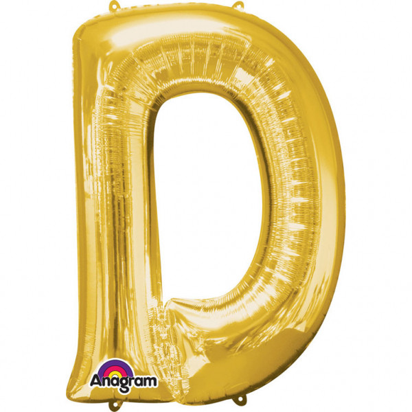 Balon foliowy złota litera "D" / 83 cm