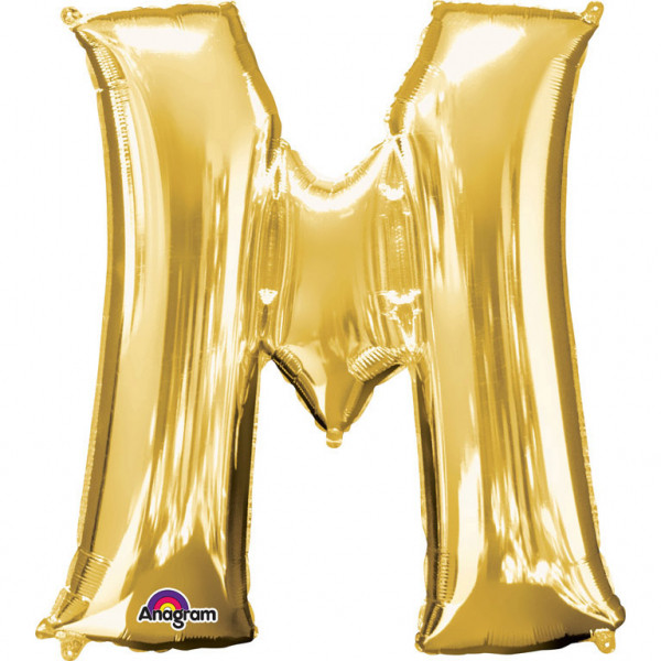 Balon foliowy złota litera "M" / 83 cm