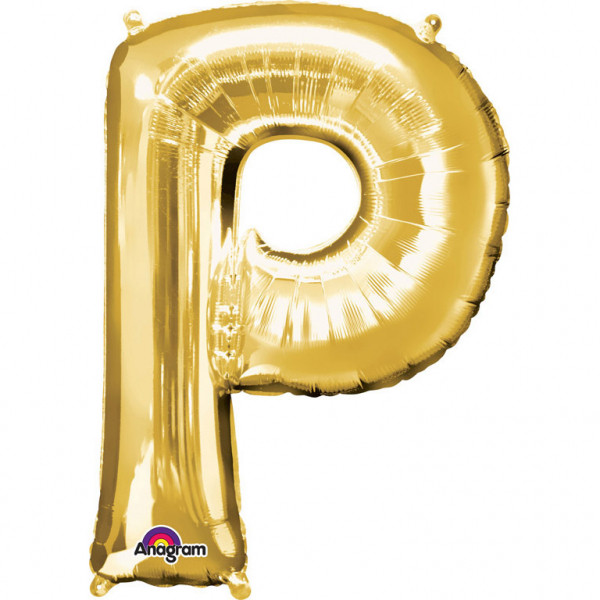 Balon foliowy złota litera "P" / 81 cm