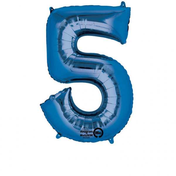 Balon foliowy - niebieska cyfra "5" / 83 cm