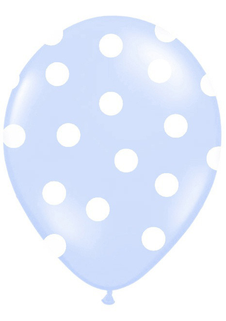 Balony lateksowe z nadrukiem "Kropki", niebieskie / 30 cm