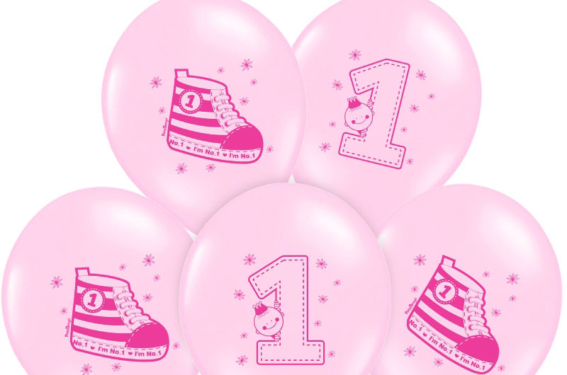 Balony urodzinowe na Roczek dla dziewczynki "Trampek - cyferka 1" / SB14P-222-081J/6
