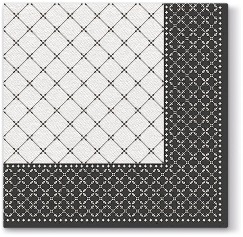 Serwetki flizelinowe wzorzyste "Subtle Grid", czarne / 40x40