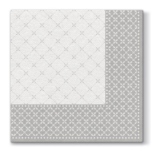 Serwetki flizelinowe wzorzyste "Subtle Grid", srebrne / 40x40