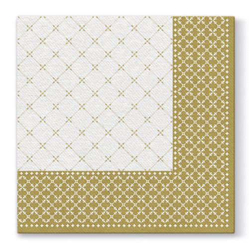 Serwetki flizelinowe wzorzyste "Subtle Grid", złote / 40x40