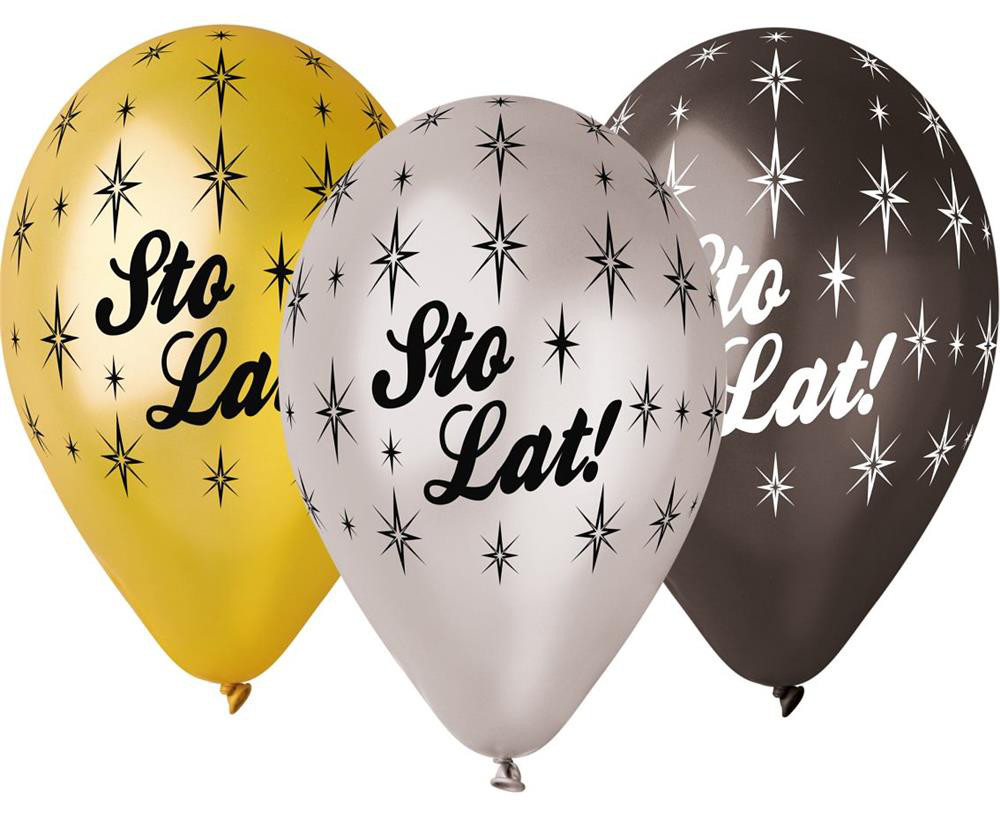 Balony na urodziny z napisem "Sto Lat"