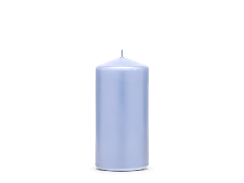 Niebieskoszara świeca walec, matowa / 12x6 cm