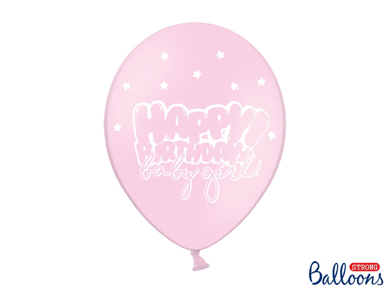 Balony urodzinowe z napisem "Happy Birthday Baby Girl" / SB14P-211-081J-6