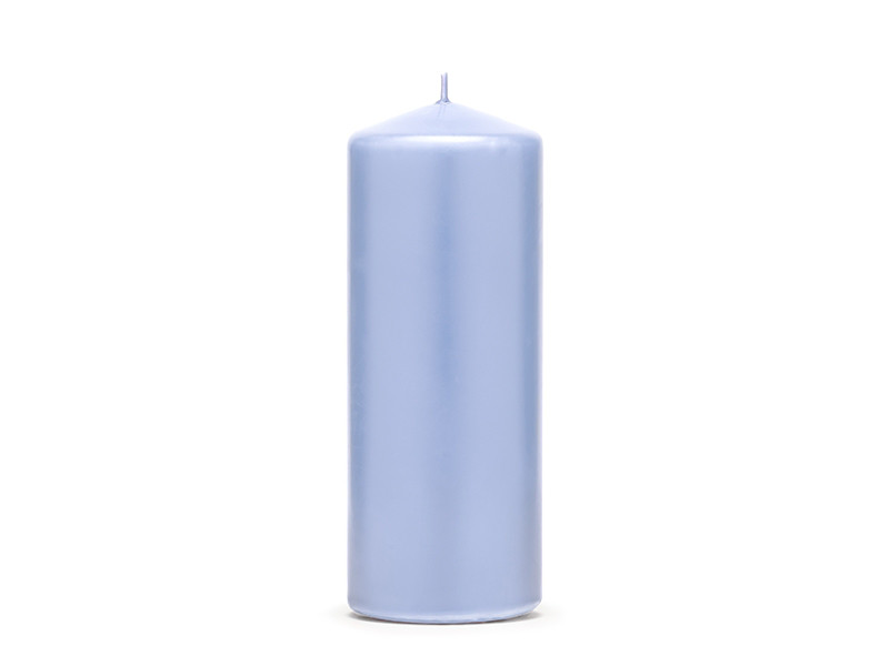 Niebieskoszara świeca walec, matowa / 15x6 cm