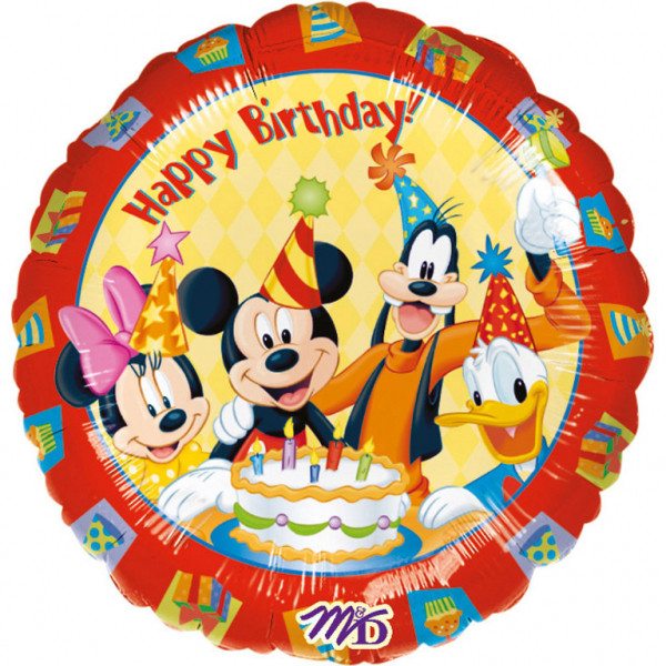 Balon foliowy "Klub Przyjaciół Myszki Mickey - Happy Birthday" / 43 xm