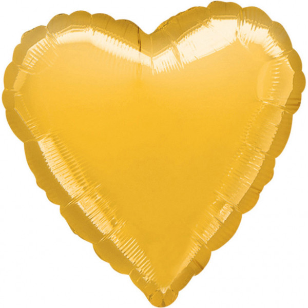 Balon foliowy metalizowany - Serce złote / 43 cm