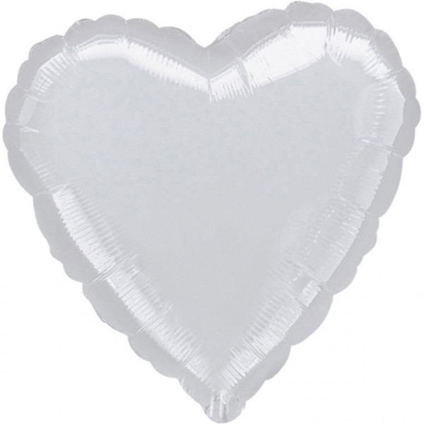Balon foliowy metalizowany - Serce srebrny / 43 cm