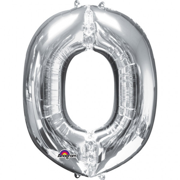 Balon foliowy srebrna litera "O" / 81 cm