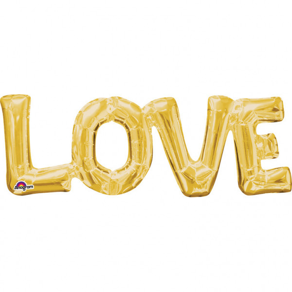 Balon foliowy złoty napis "Love" / 63x22 cm
