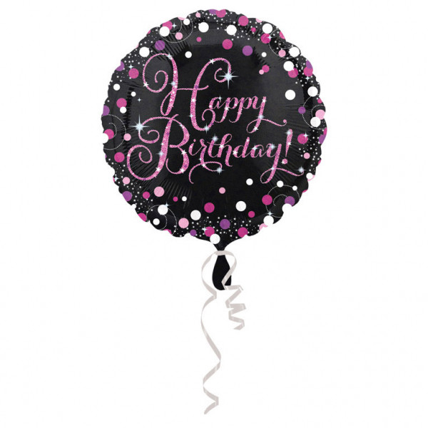 Balon foliowy "Happy Birthday", różowy / 43cm