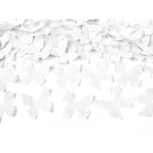 Wystrzałowa tuba konfetti - białe motylki / 80 cm