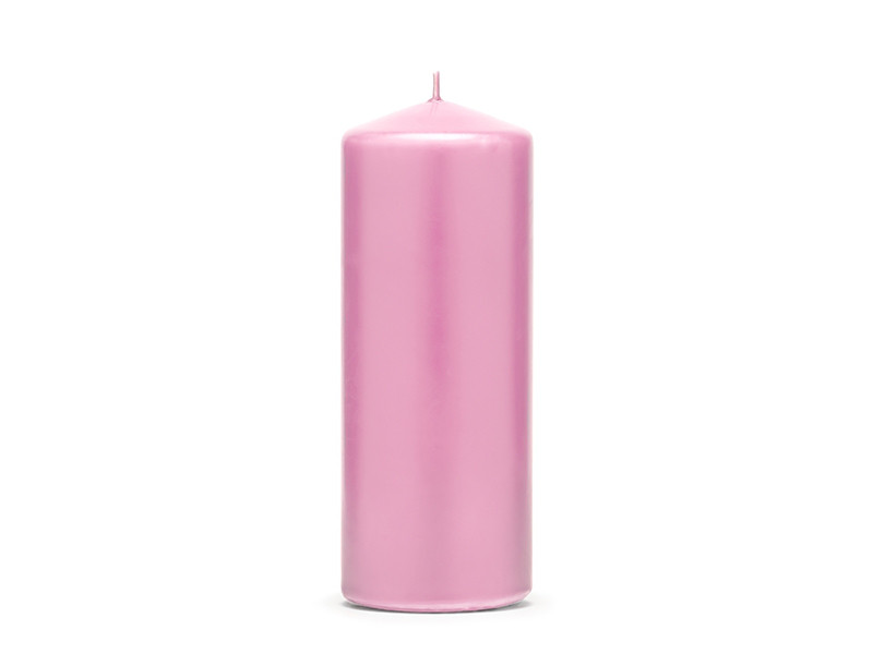 Różowa świeca walec, matowa / 15x6 cm