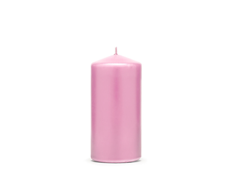 Różowa świeca walec, matowa / 12x6 cm