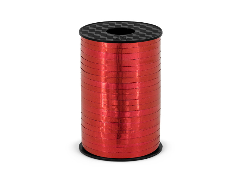 Wstążka plastikowa metalizowana, czerwona / 5mmx225m