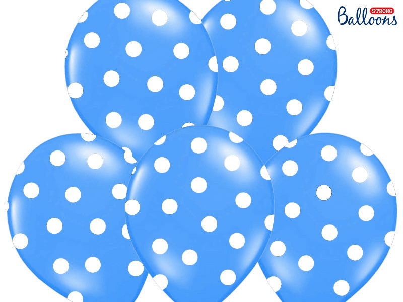 Balony lateksowe niebieskie w białe Kropki / SB14P-223-001W