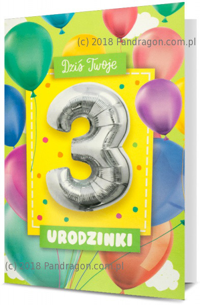 Kartka na 3 urodziny z balonem / K.Balloon-3