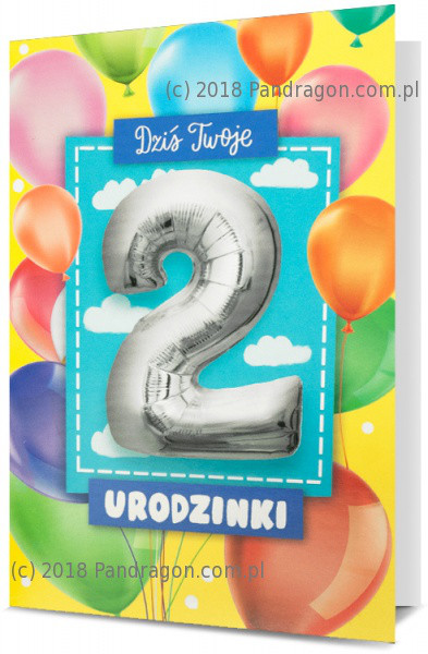Kartka na 2 urodziny z balonem / K.Balloon-2