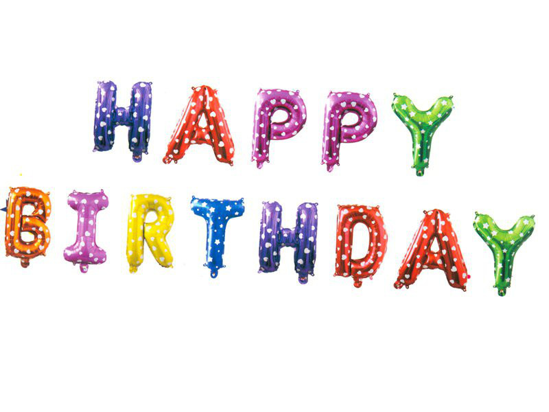 Balony foliowe 16" napis "Happy Birthday" 40cm, kolorowe