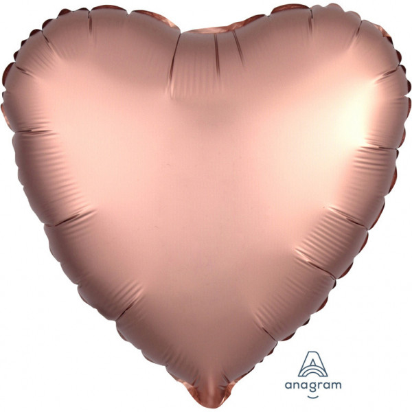Balon foliowy Satin Luxe - Serce różowe złoto / 43 cm