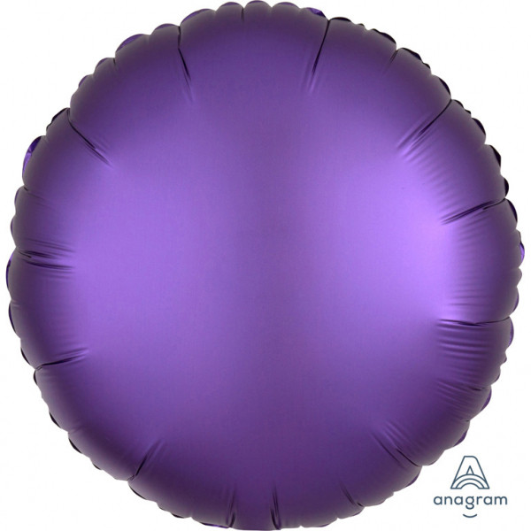 Balon foliowy Satin Luxe - Okrągły fioletowy / 43 cm