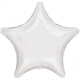 Balon foliowy metalizowany - Gwiazda biała / 48 cm