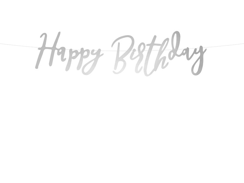 Girlanda srebrna "Happy Birthday" / GRL75-018M