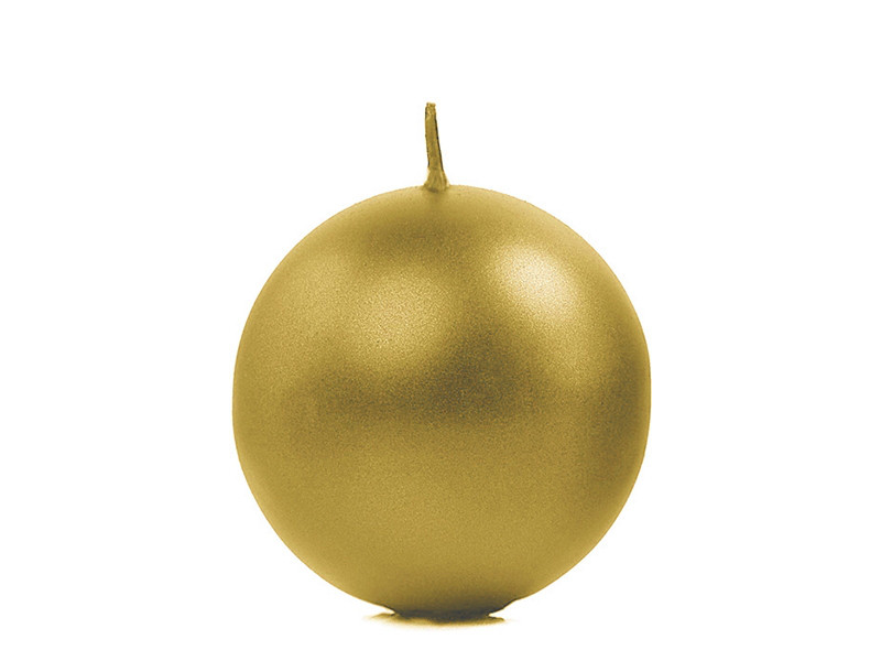 Złota świeca kula, metalizowana / 6 cm