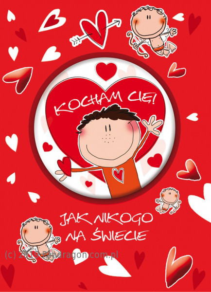 Karnet na Walentynki z plakietką "Kocham Cię" / XXL-15