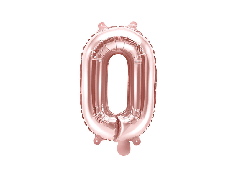 Balon foliowy 14" metalizowany litera "O", różowe złoto / 35 cm