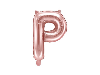 Balon foliowy 14" metalizowany litera "P", różowe złoto / 35 cm