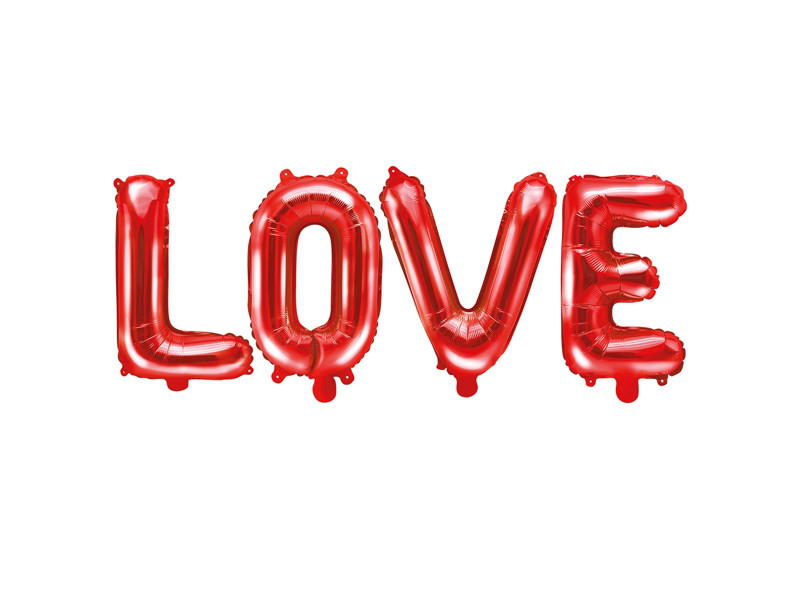 Balon foliowy napis Love, czerwony / 35X140 cm
